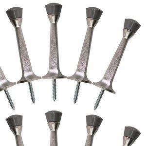 6 DoorStop wall protectors, rubber tip, nickel solid steel cast stoppers NWT